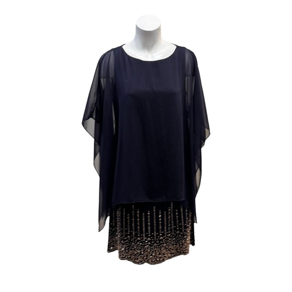 Xscape Beaded Chiffon-Cape Dress Size 6 - Picture 4 of 12